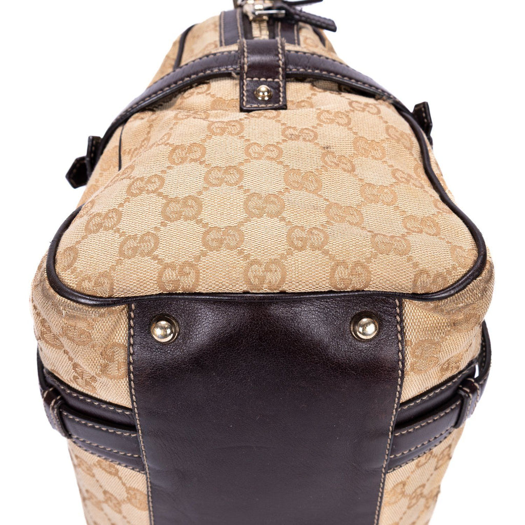 Gucci Ltd Ed Anniversary Boston Beige Dark Brown Monogram Canvas Shoulder — view 7