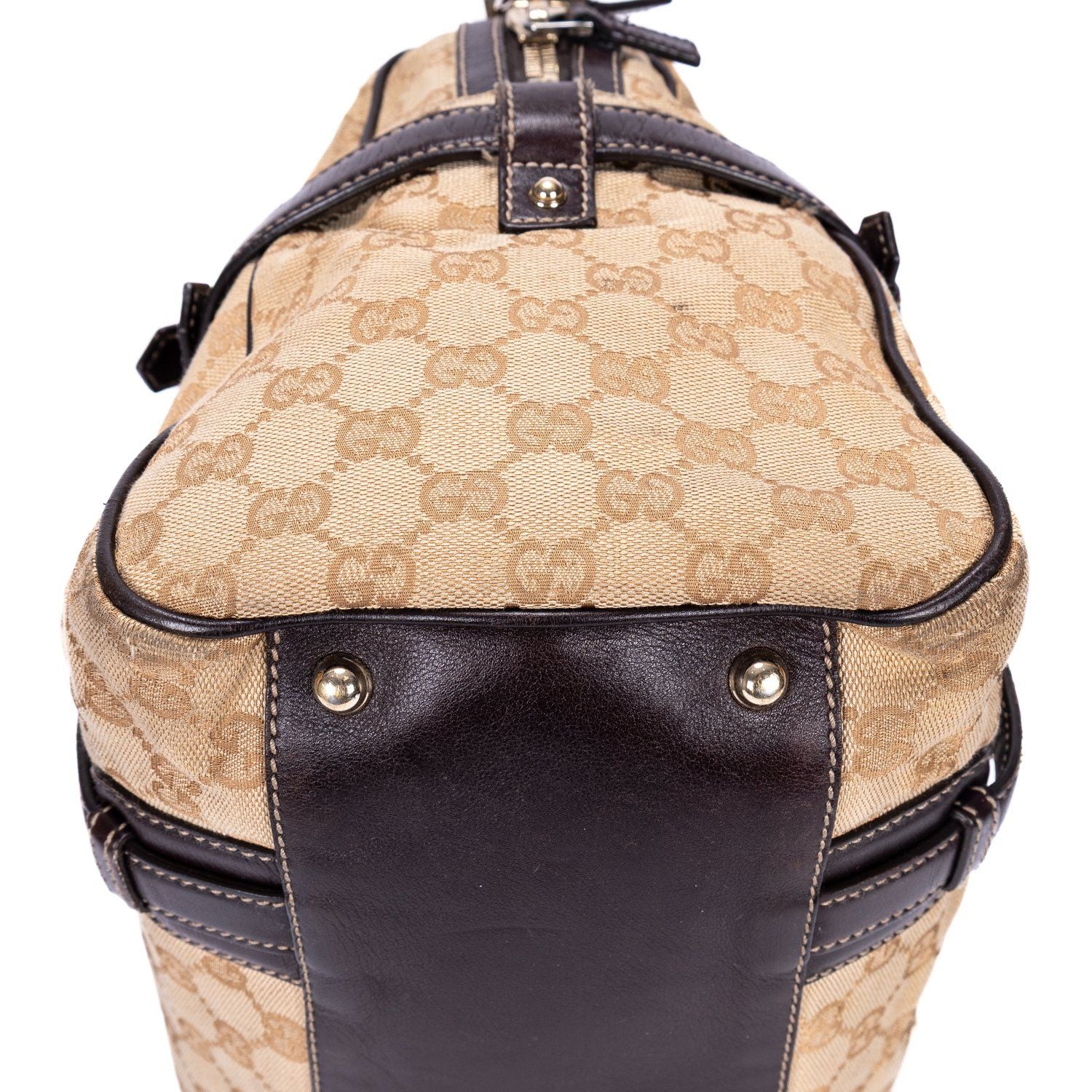 Gucci Ltd Ed Anniversary Boston Beige Dark Brown Monogram Canvas Shoulder — view 7