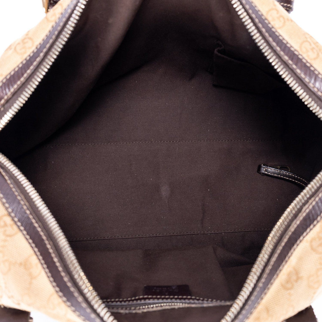 Gucci Ltd Ed Anniversary Boston Beige Dark Brown Monogram Canvas Shoulder — view 9