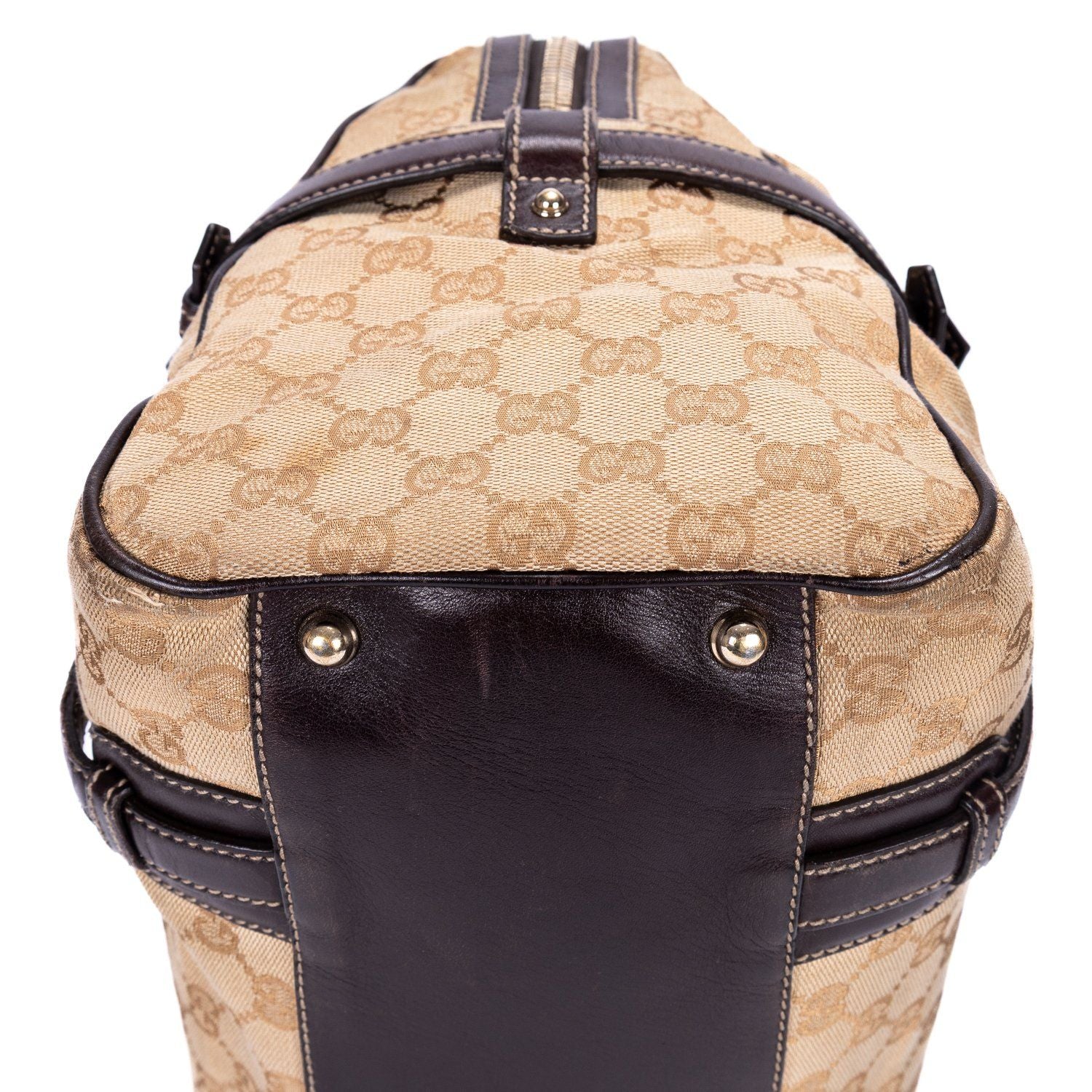 Gucci Ltd Ed Anniversary Boston Beige Dark Brown Monogram Canvas Shoulder — view 8
