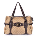 Gucci Ltd Ed Anniversary Boston Beige Dark Brown Monogram Canvas Shoulder