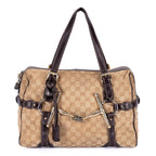 Gucci Ltd Ed Anniversary Boston Beige Dark Brown Monogram Canvas Shoulder — view 5