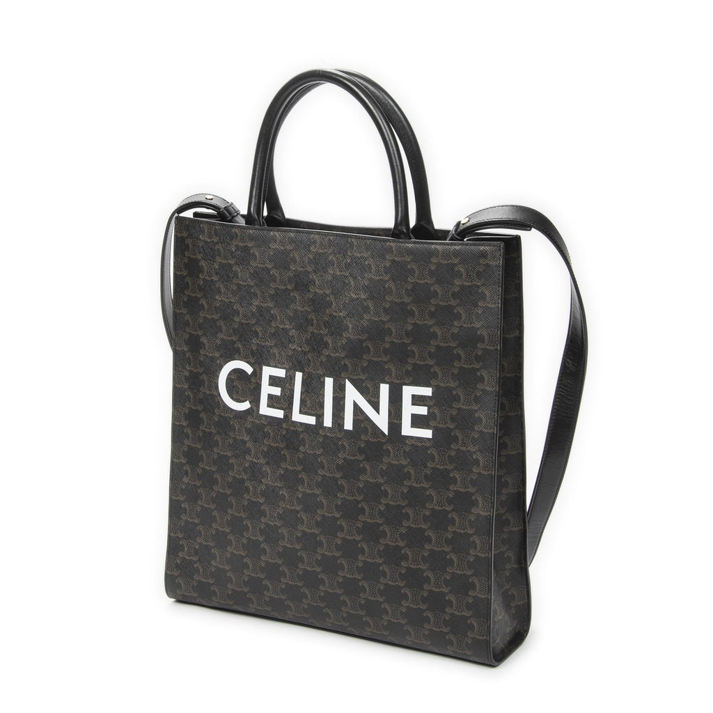 Celine Small Vertical Cover Tote Black Brown Triomphe Canvas — view 2
