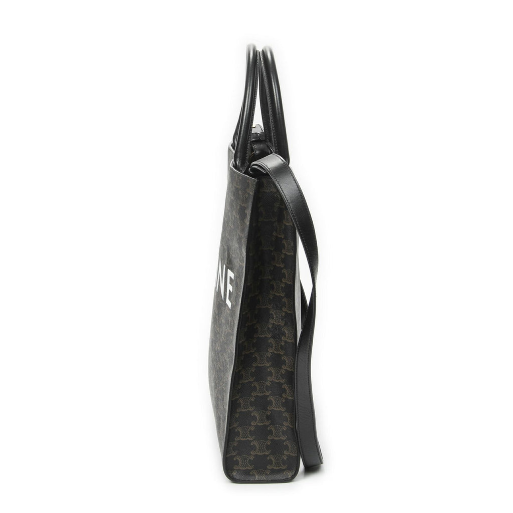 Celine Small Vertical Cover Tote Black Brown Triomphe Canvas — view 3