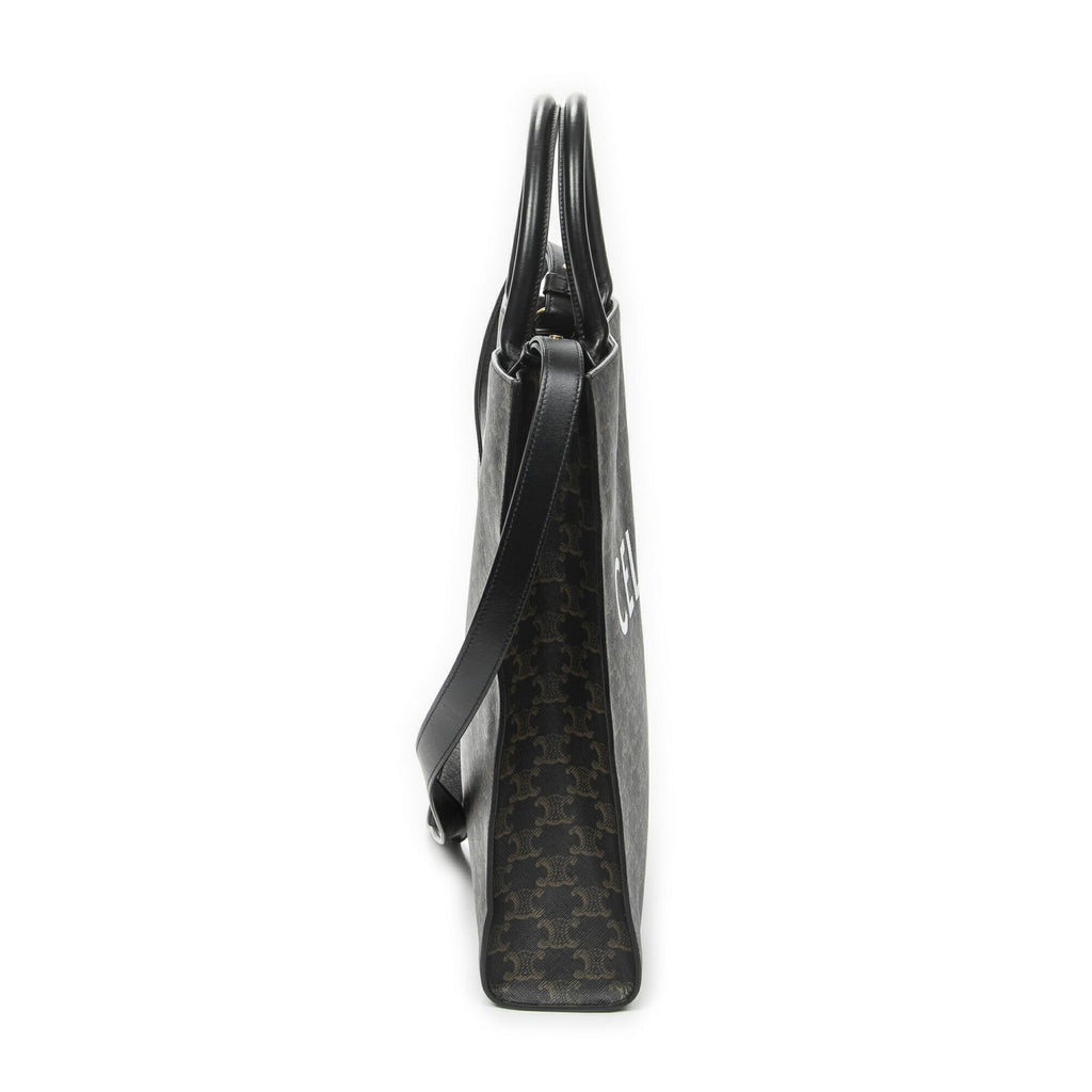 Celine Small Vertical Cover Tote Black Brown Triomphe Canvas — view 4