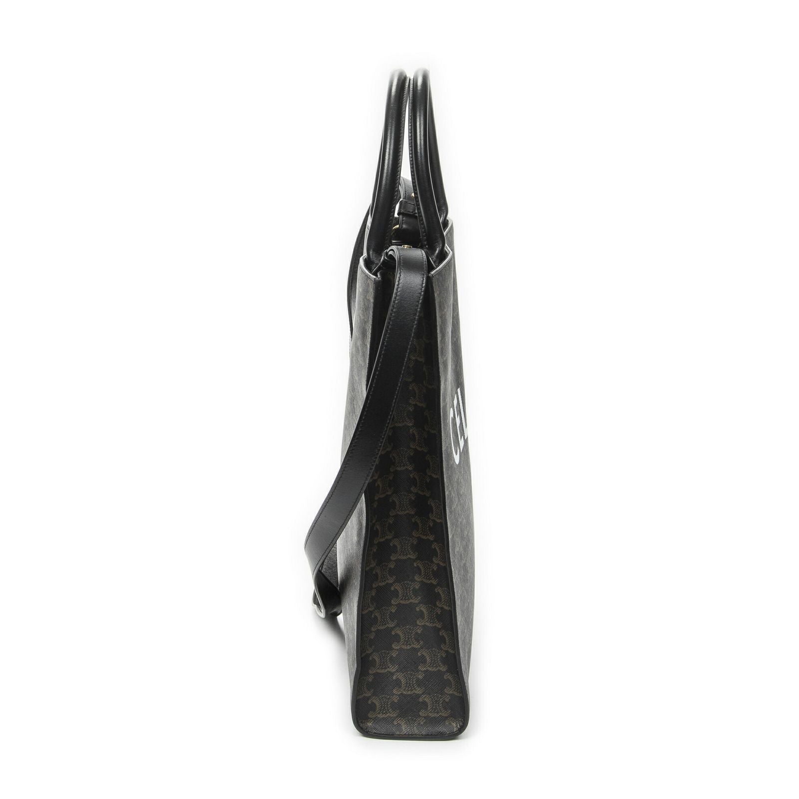 Celine Small Vertical Cover Tote Black Brown Triomphe Canvas — view 4