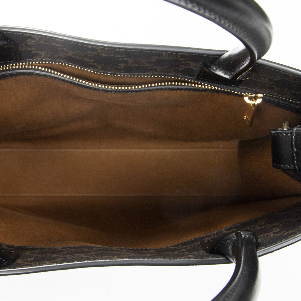 Celine Small Vertical Cover Tote Black Brown Triomphe Canvas — view 9