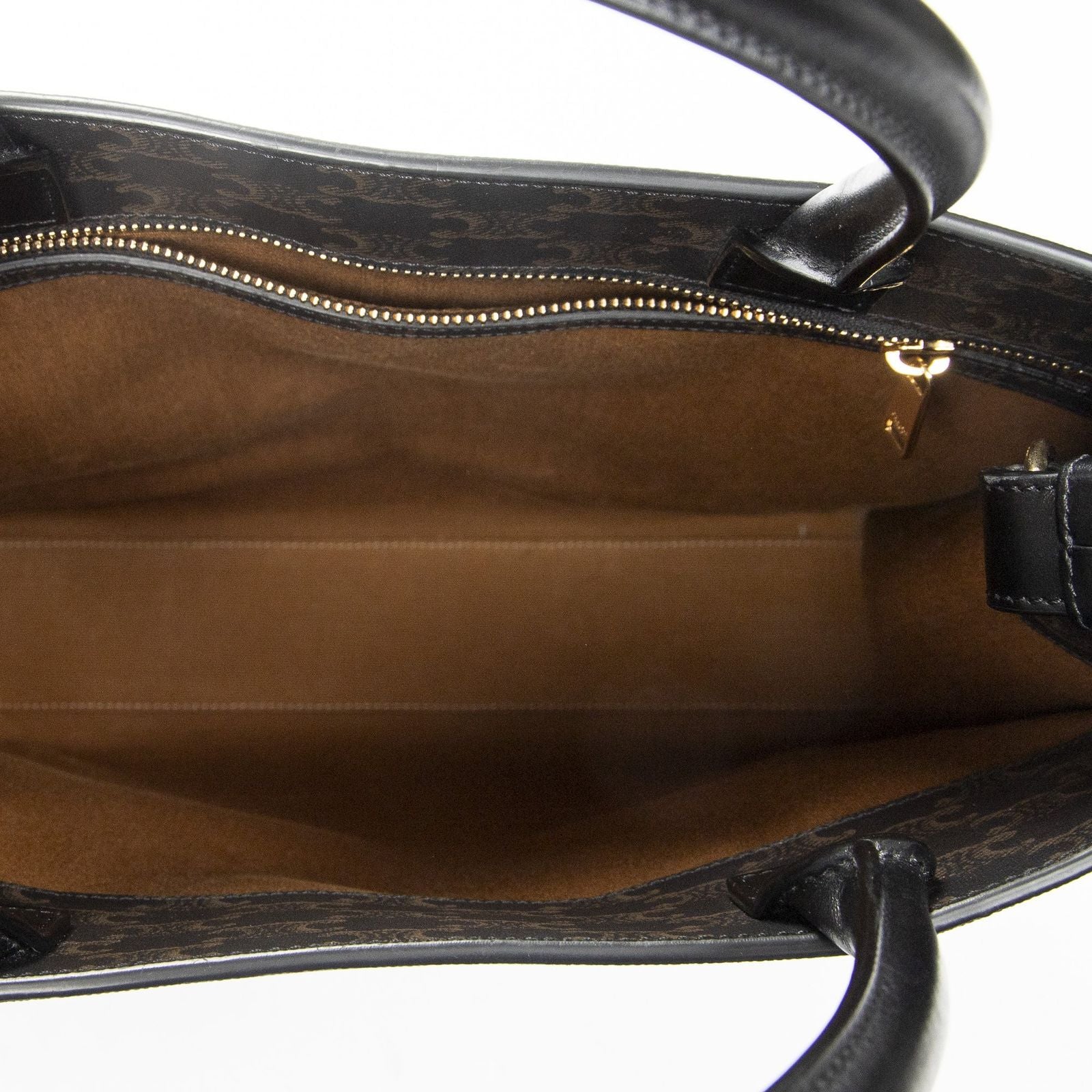 Celine Small Vertical Cover Tote Black Brown Triomphe Canvas — view 9