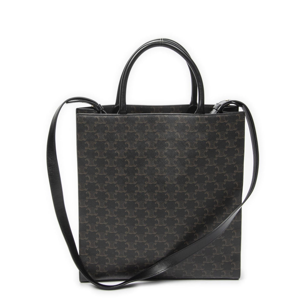 Celine Small Vertical Cover Tote Black Brown Triomphe Canvas — view 5