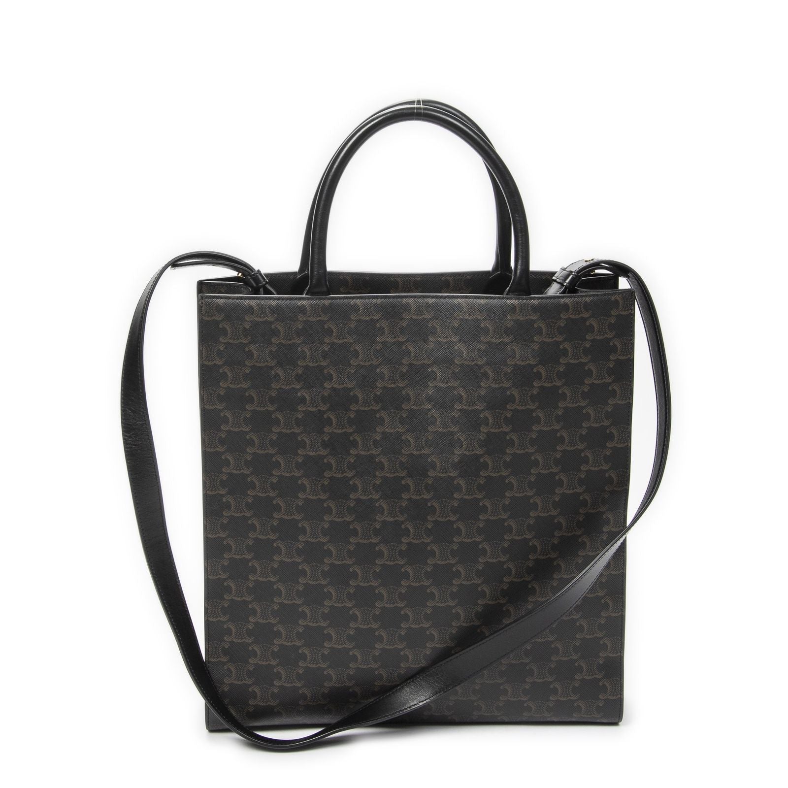 Celine Small Vertical Cover Tote Black Brown Triomphe Canvas — view 5