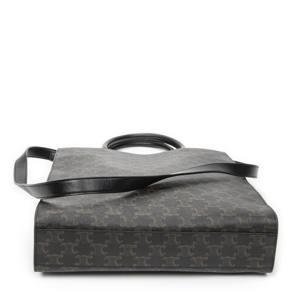 Celine Small Vertical Cover Tote Black Brown Triomphe Canvas — view 6
