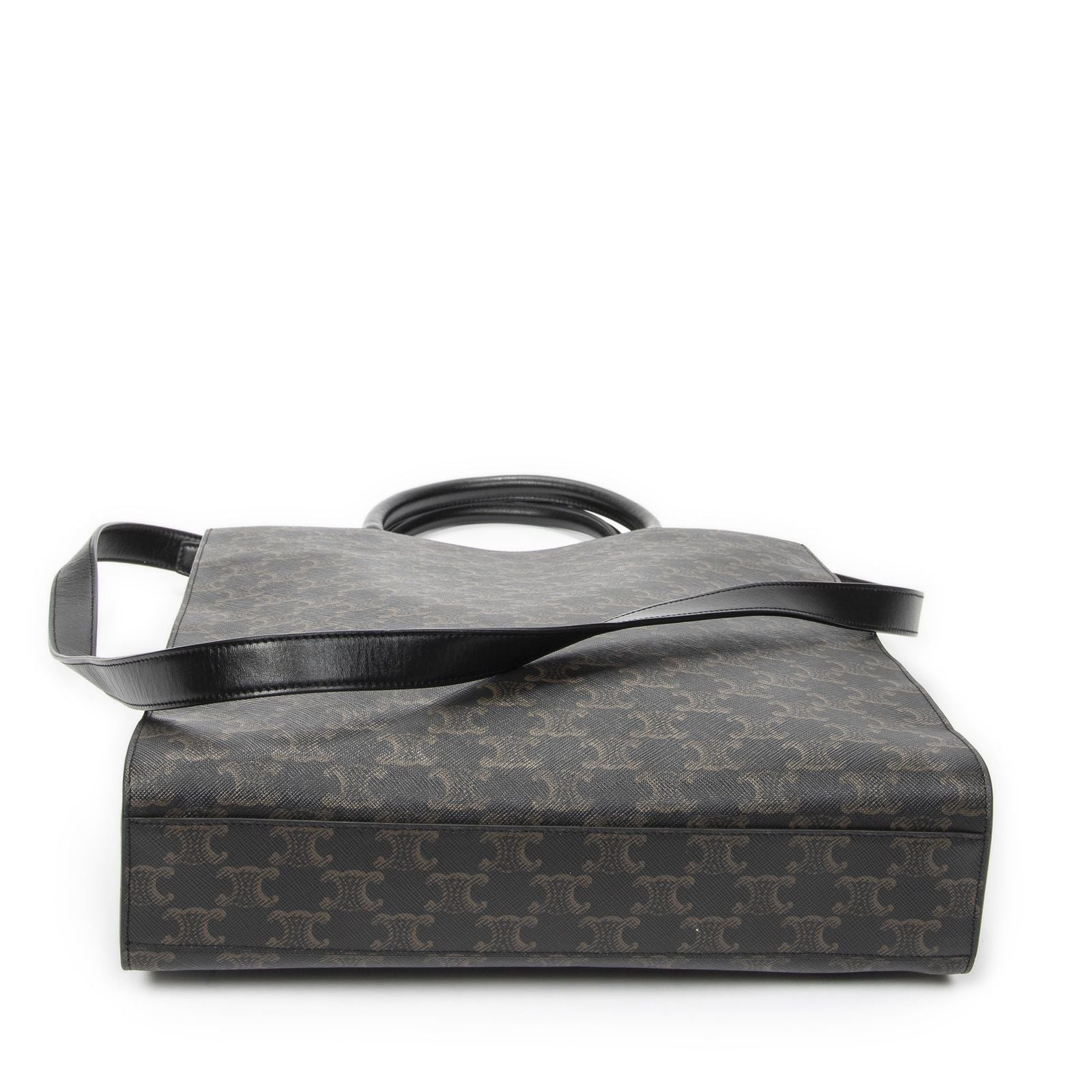 Celine Small Vertical Cover Tote Black Brown Triomphe Canvas — view 6