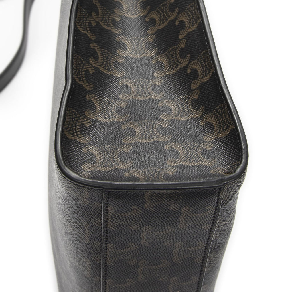 Celine Small Vertical Cover Tote Black Brown Triomphe Canvas — view 8