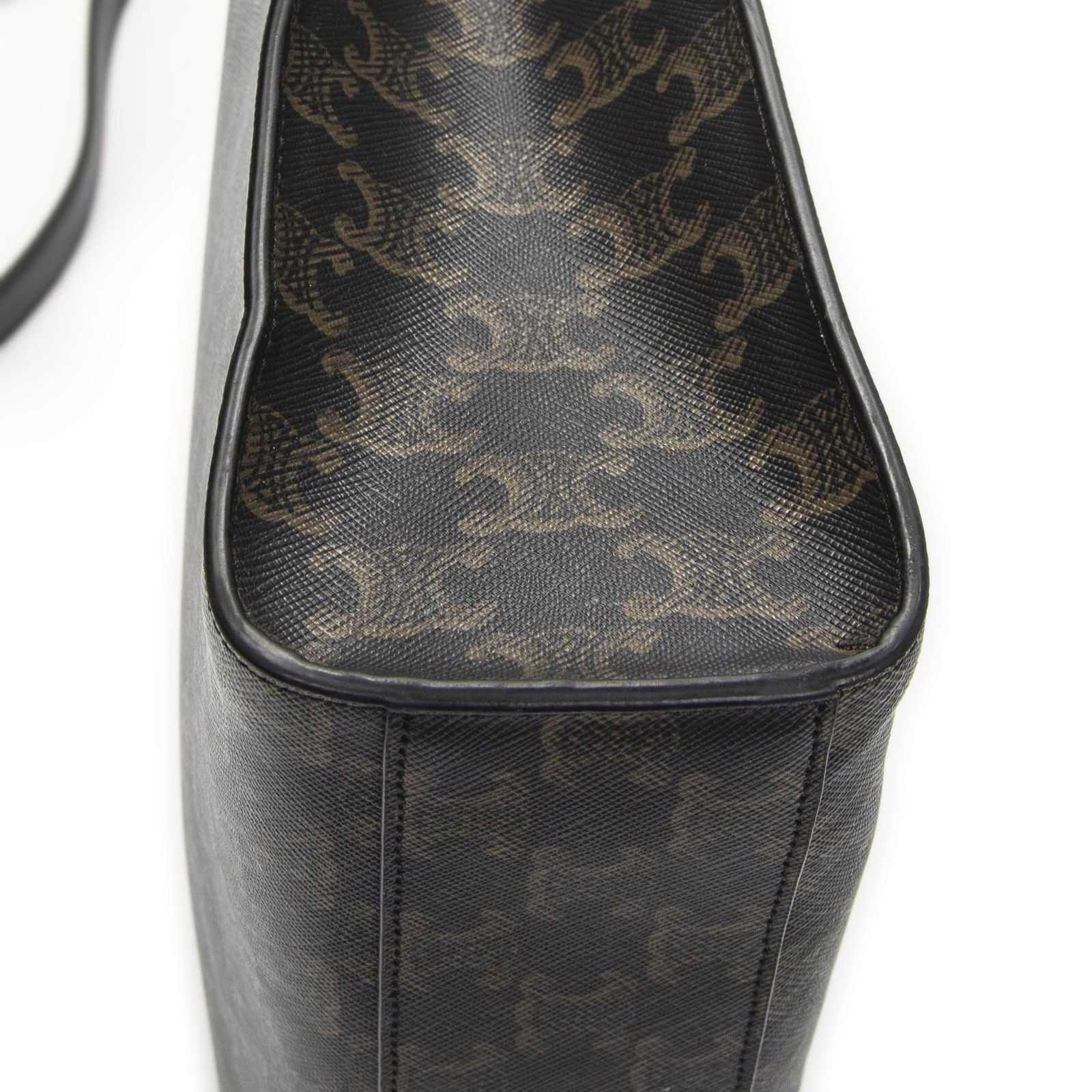 Celine Small Vertical Cover Tote Black Brown Triomphe Canvas — view 8