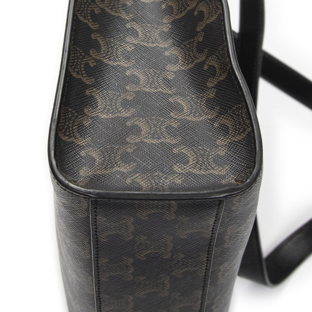Celine Small Vertical Cover Tote Black Brown Triomphe Canvas — view 7