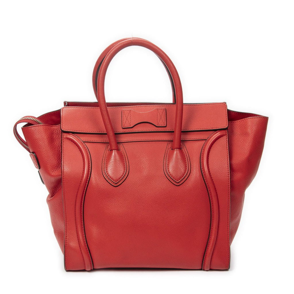 Celine Mini Luggage Red Grain Calf Skin Leather — view 5