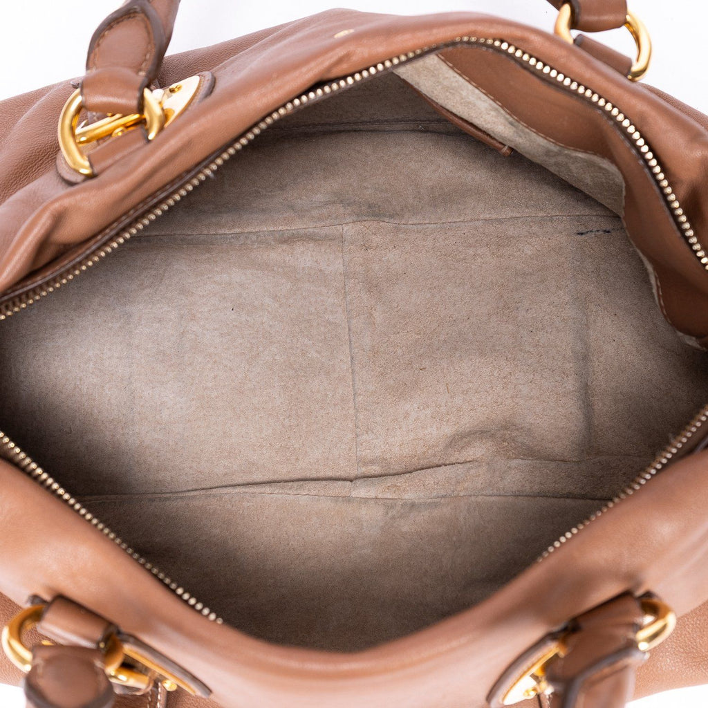 Prada Bowlet Brown Calfskin Leather Shoulder — view 9