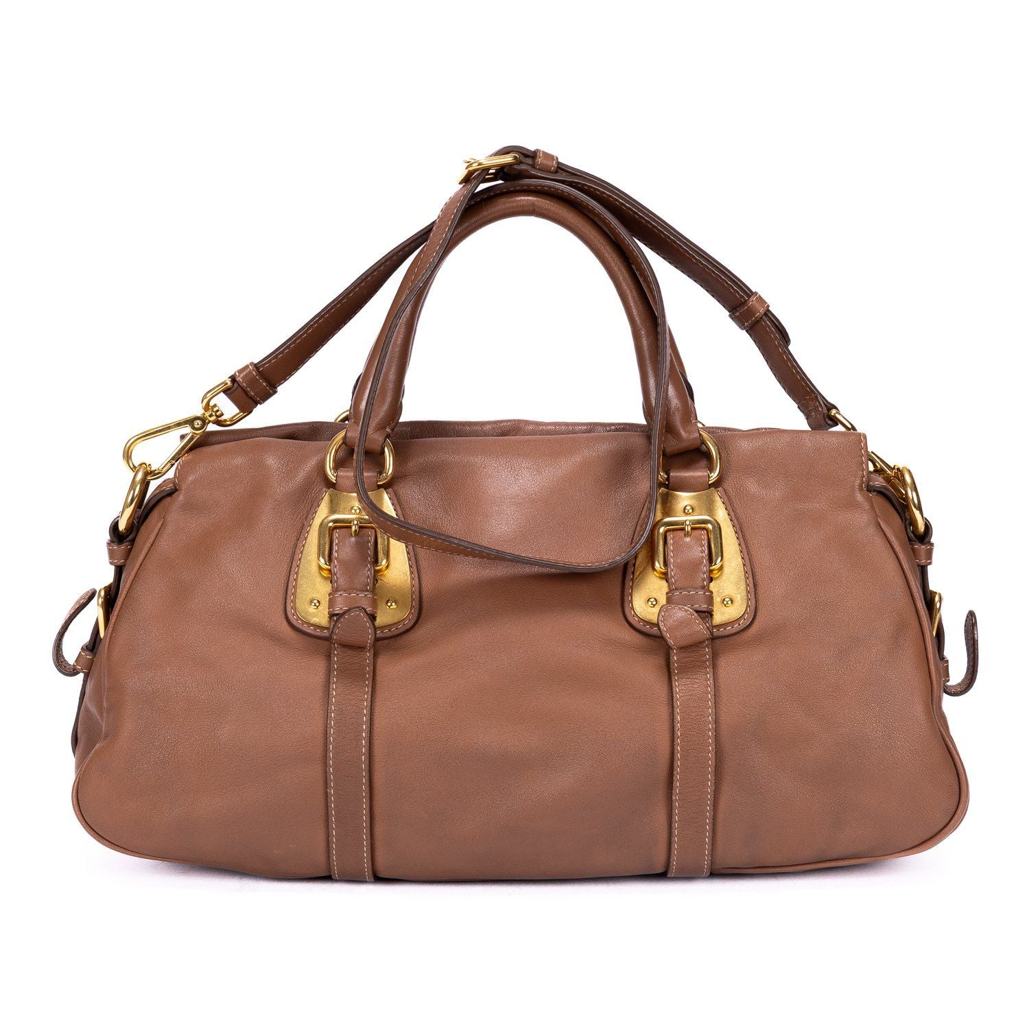 Prada Bowlet Brown Calfskin Leather Shoulder — view 5