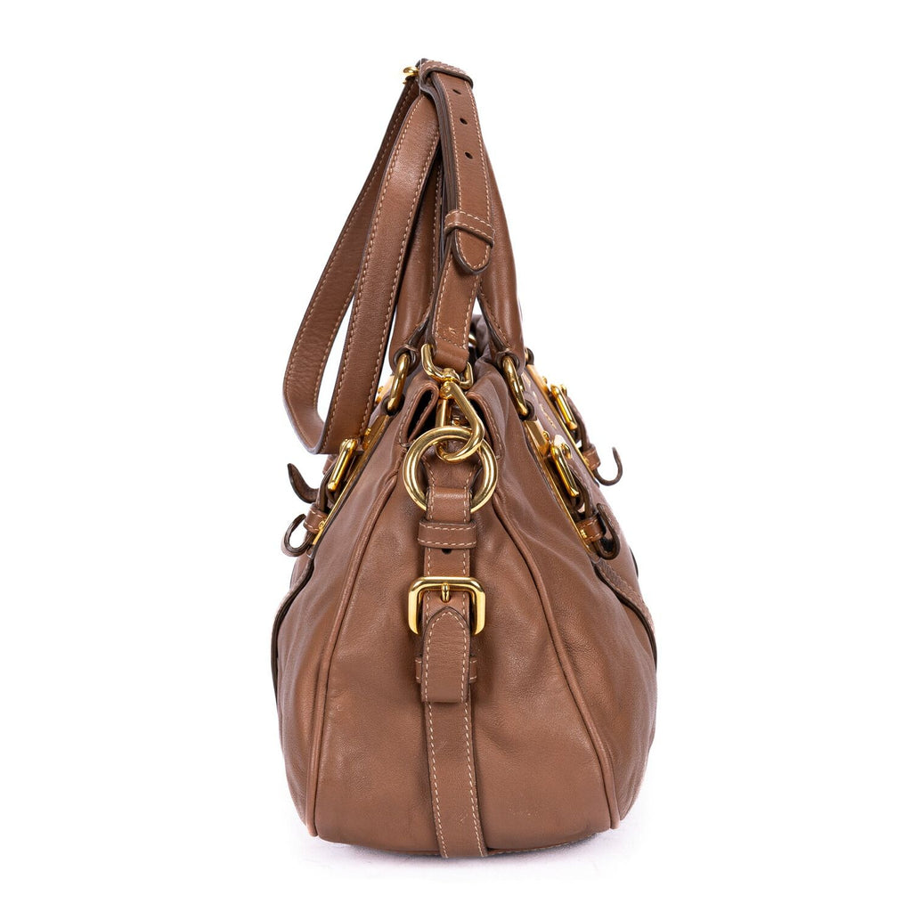 Prada Bowlet Brown Calfskin Leather Shoulder — view 4