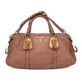 Prada Bowlet Brown Calfskin Leather Shoulder