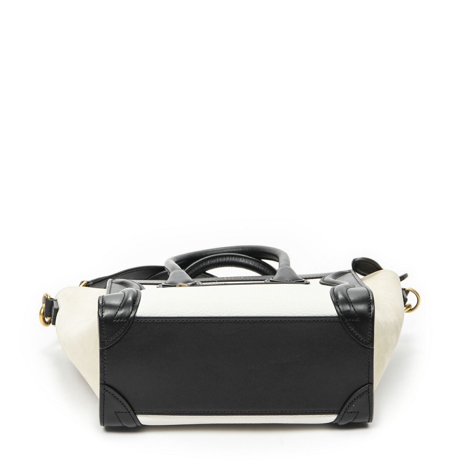 Celine Nano Tricolor Luggage White Black Beige Calfskin Leather — view 6