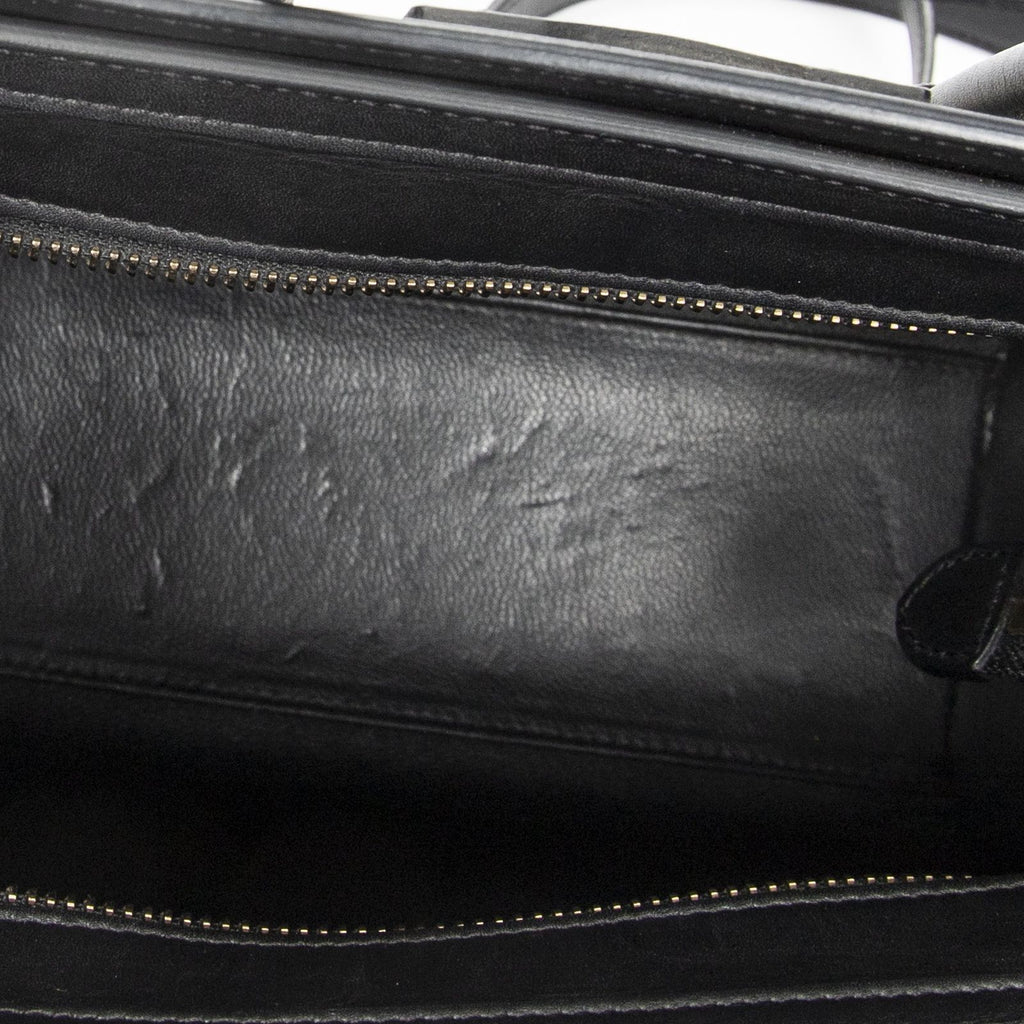 Celine Nano Tricolor Luggage White Black Beige Calfskin Leather — view 9