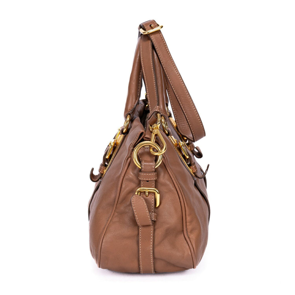 Prada Bowlet Brown Calfskin Leather Shoulder — view 3