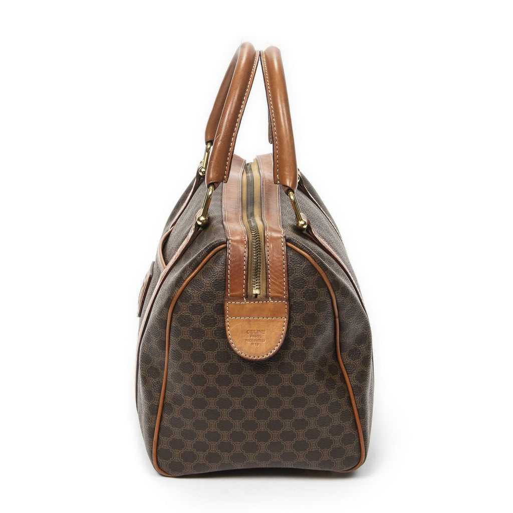 Celine Vintage Small Boston Brown Macadam Canvas Handbag — view 3