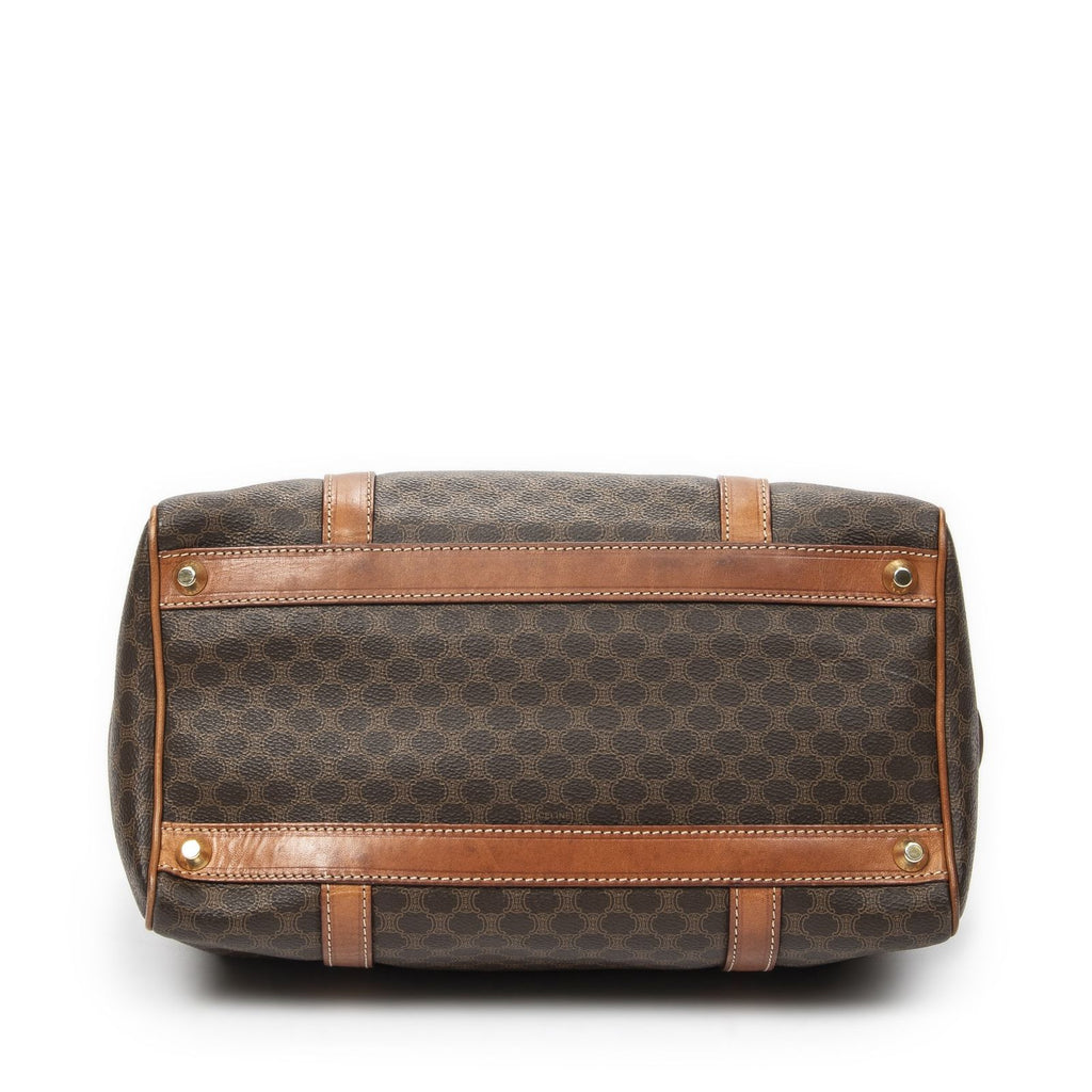 Celine Vintage Small Boston Brown Macadam Canvas Handbag — view 6