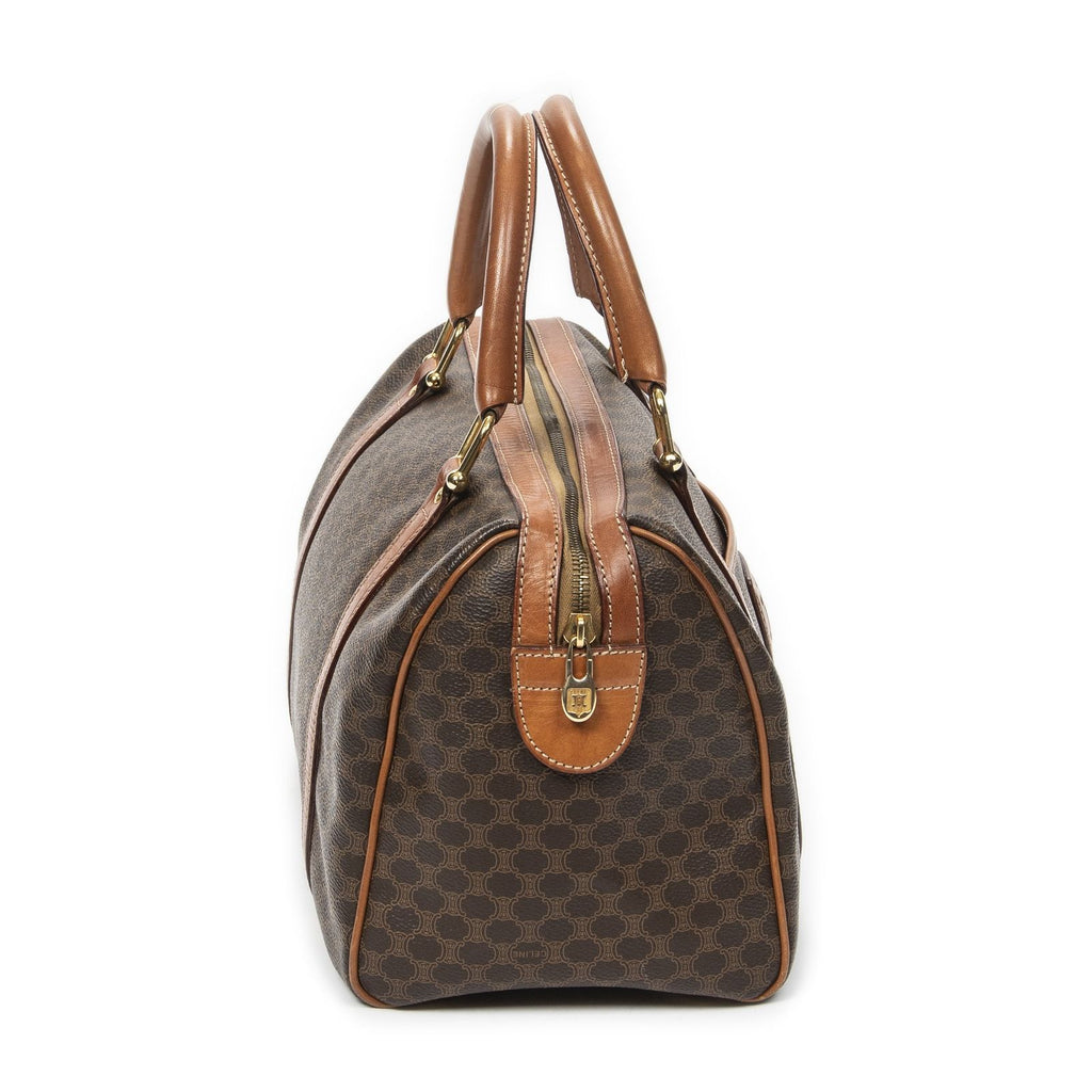 Celine Vintage Small Boston Brown Macadam Canvas Handbag — view 4