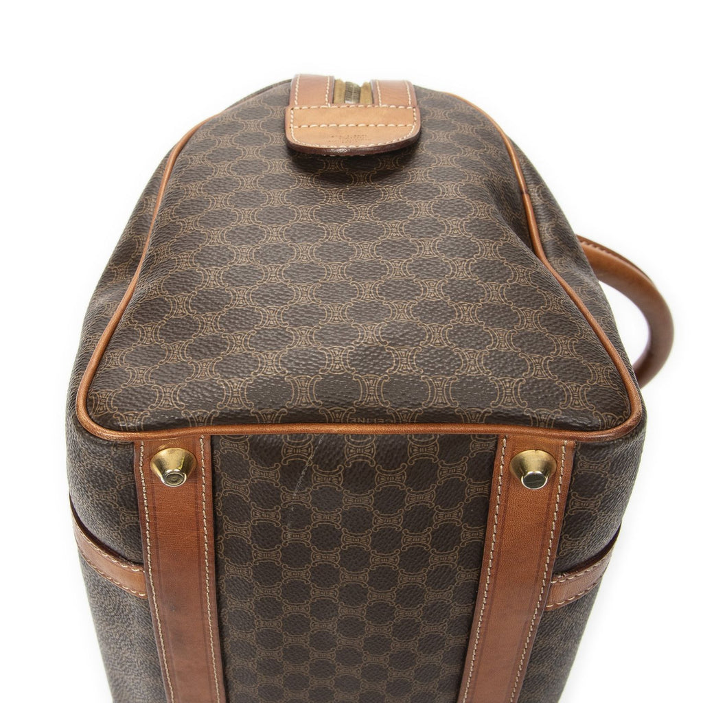 Celine Vintage Small Boston Brown Macadam Canvas Handbag — view 8