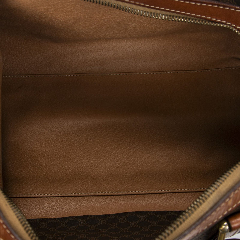 Celine Vintage Small Boston Brown Macadam Canvas Handbag — view 9