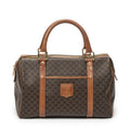 Celine Vintage Small Boston Brown Macadam Canvas Handbag