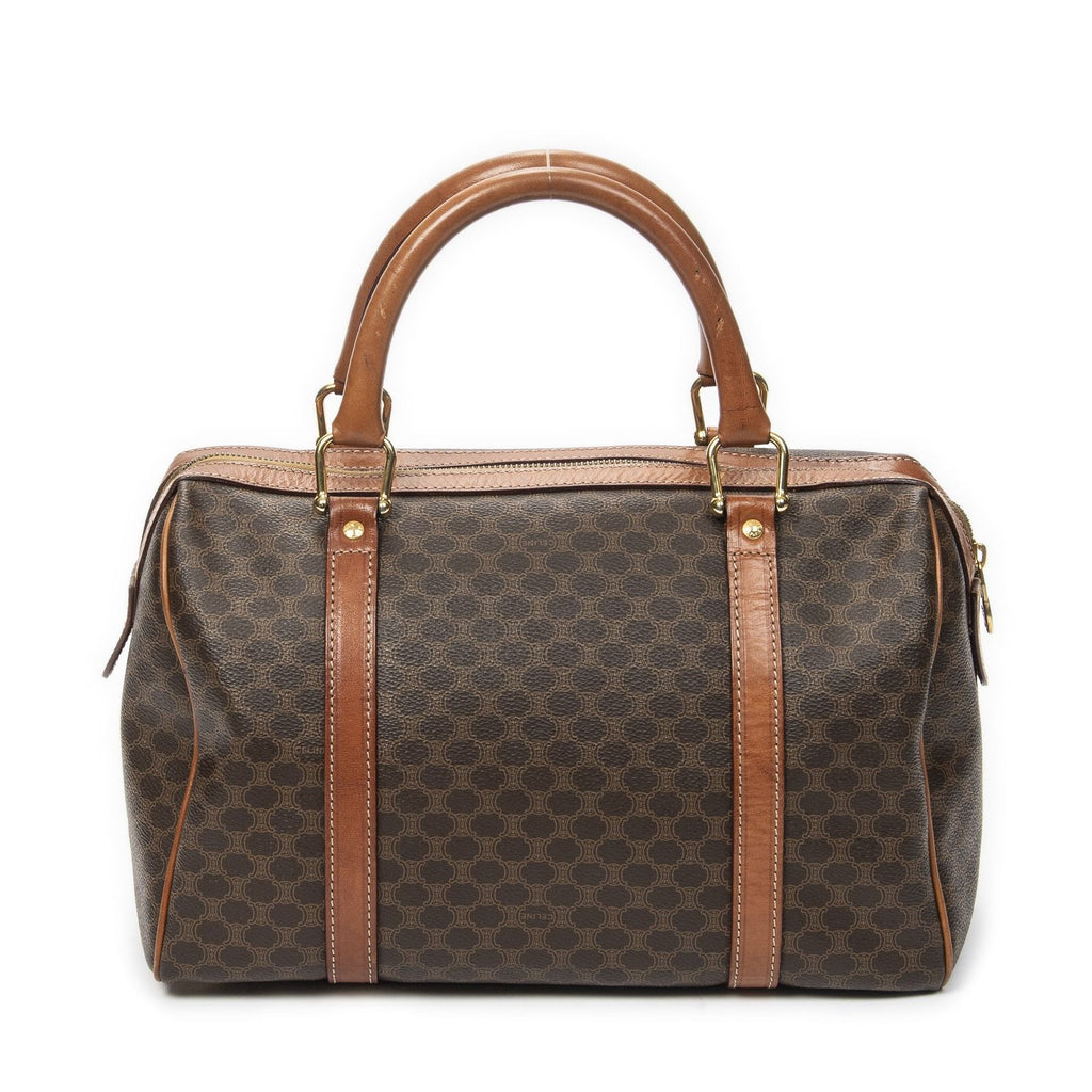 Celine Vintage Small Boston Brown Macadam Canvas Handbag — view 5