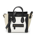 Celine Nano Tricolor Luggage White Black Beige Calfskin Leather