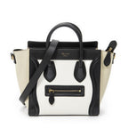 Celine Nano Tricolor Luggage White Black Beige Calfskin Leather