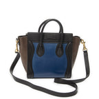 Celine Nano Tricolor Luggage Blue Dark Brown Calfskin Leather — view 5