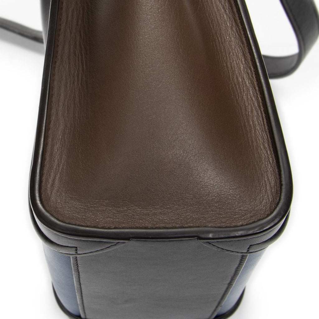 Celine Nano Tricolor Luggage Blue Dark Brown Calfskin Leather — view 8