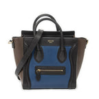 Celine Nano Tricolor Luggage Blue Dark Brown Calfskin Leather