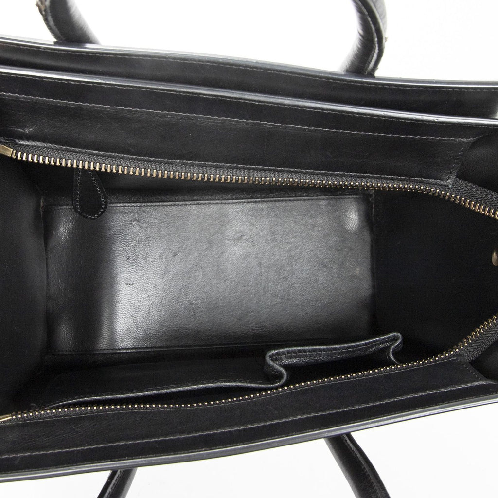 Celine Micro Luggage Black White Calfskin Leather — view 9