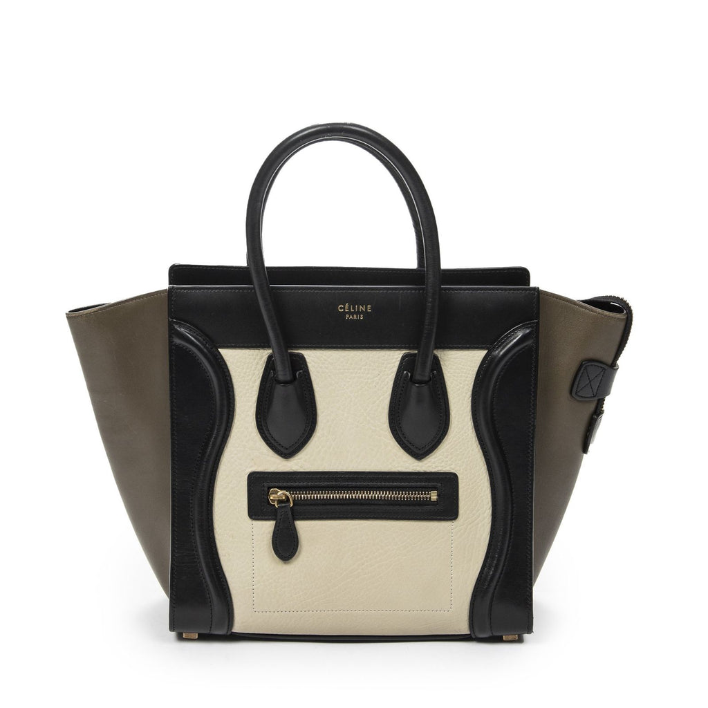 Celine Micro Luggage Black White Calfskin Leather