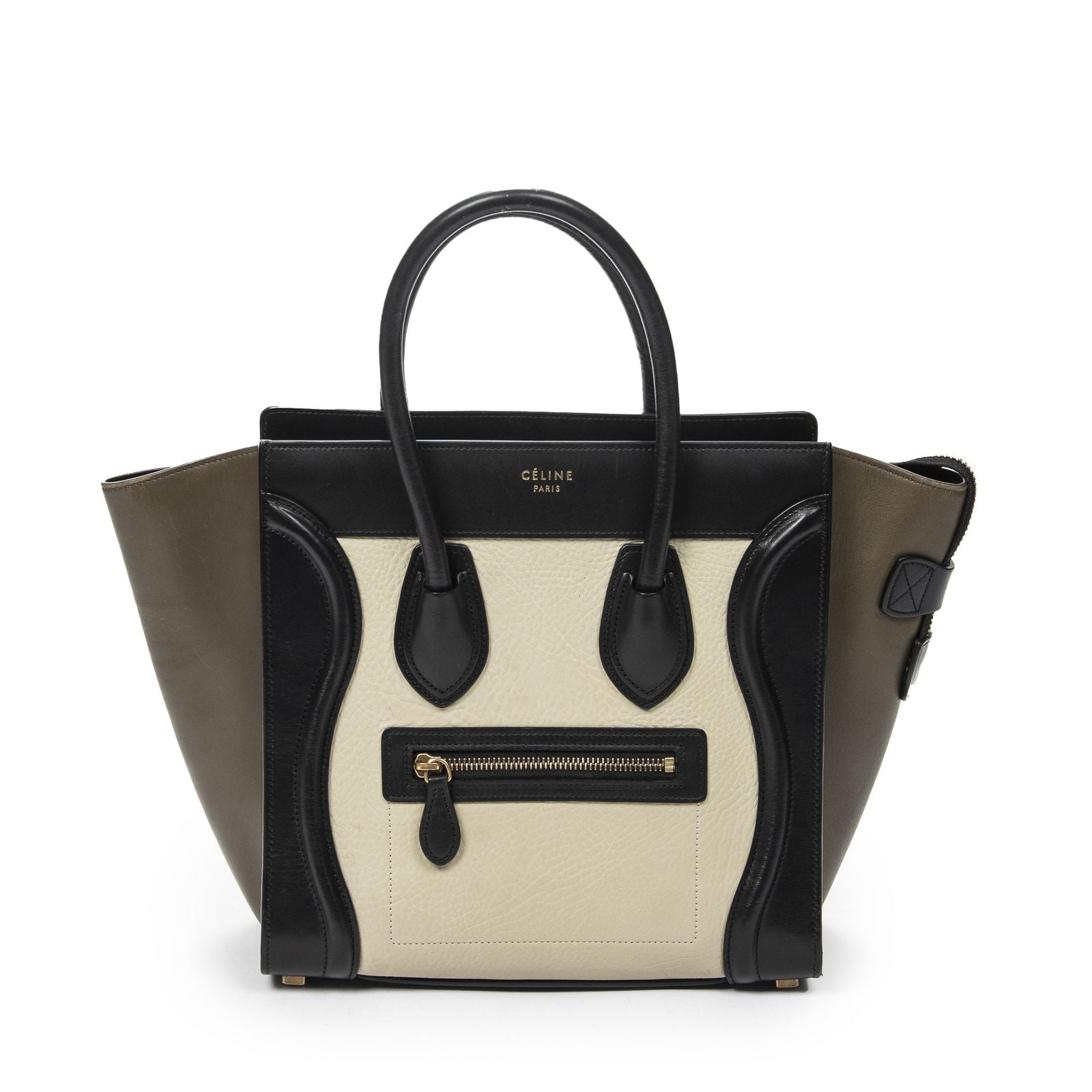 Celine Micro Luggage Black White Calfskin Leather