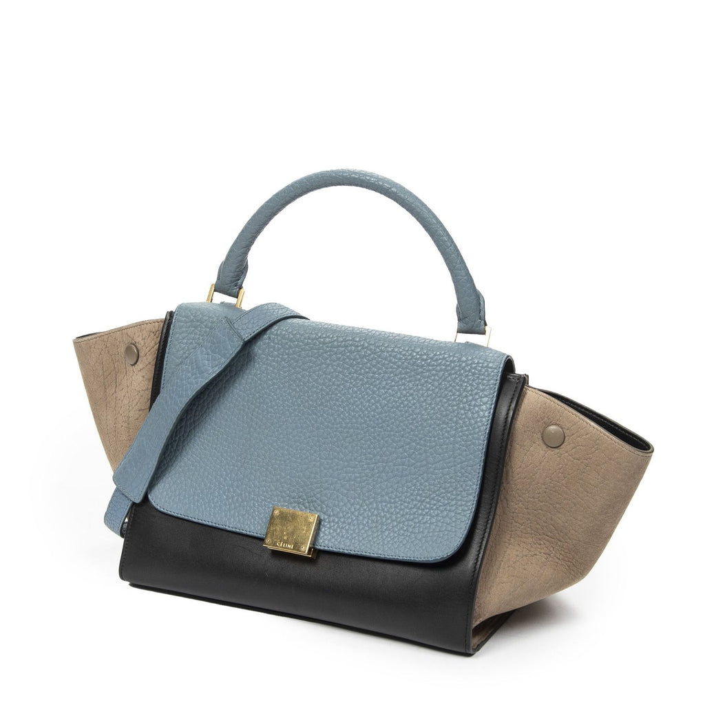 Celine Small Medium Swing Blue Black Top Spike Calfskin Leather — view 2