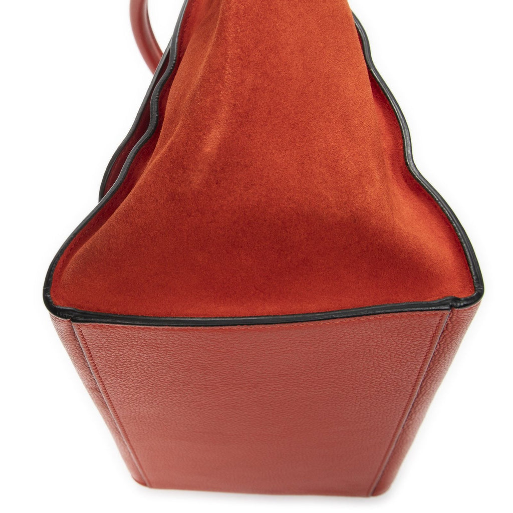 Celine Midi Trapeze Red Grain Calf Skin Leather Shoulder — view 8