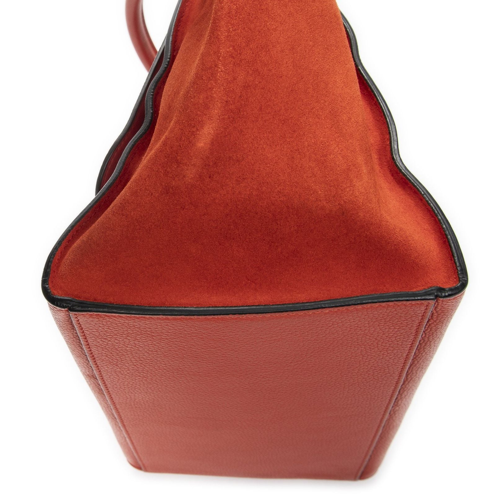 Celine Midi Trapeze Red Grain Calf Skin Leather Shoulder — view 8