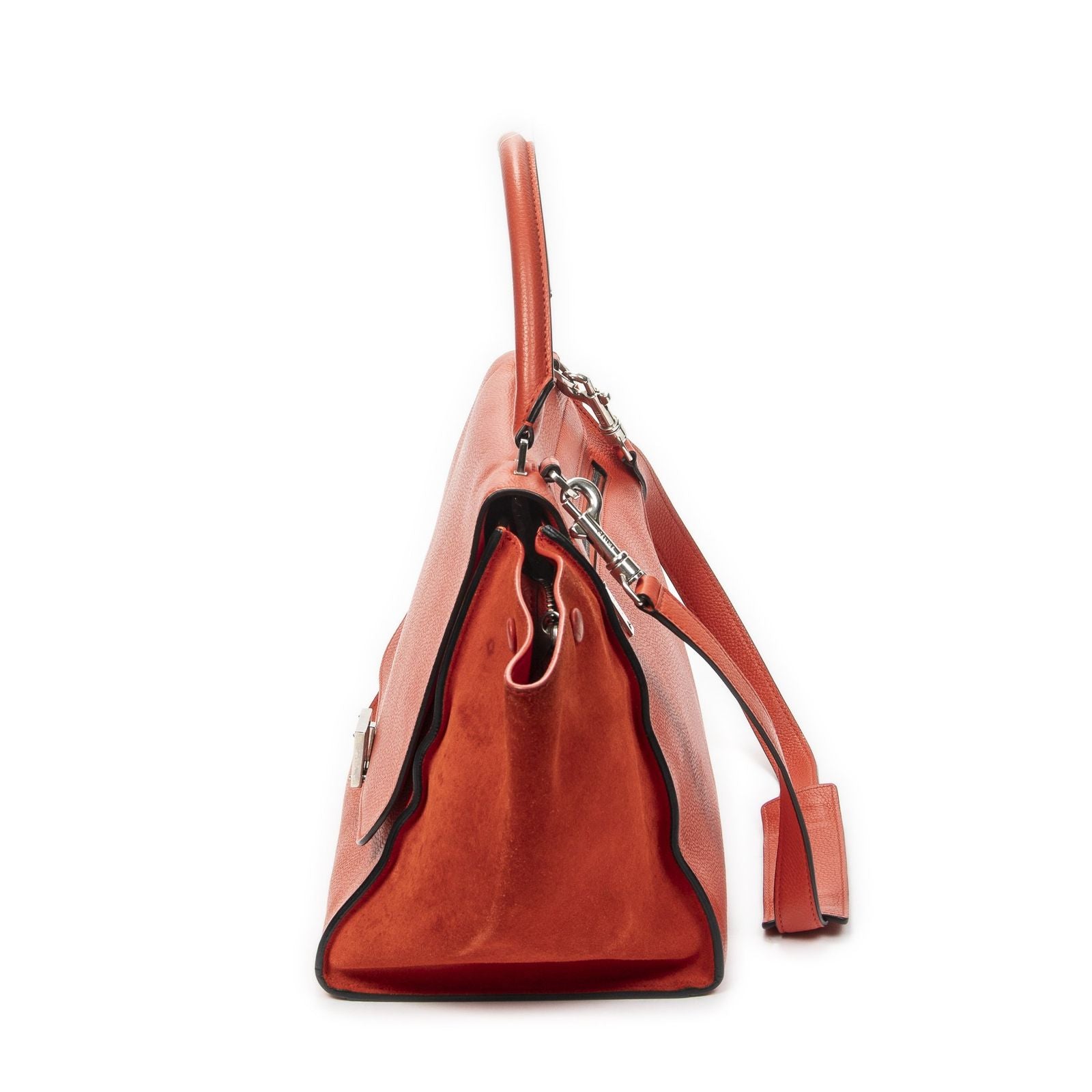 Celine Midi Trapeze Red Grain Calf Skin Leather Shoulder — view 3