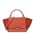 Celine Midi Trapeze Red Grain Calf Skin Leather Shoulder