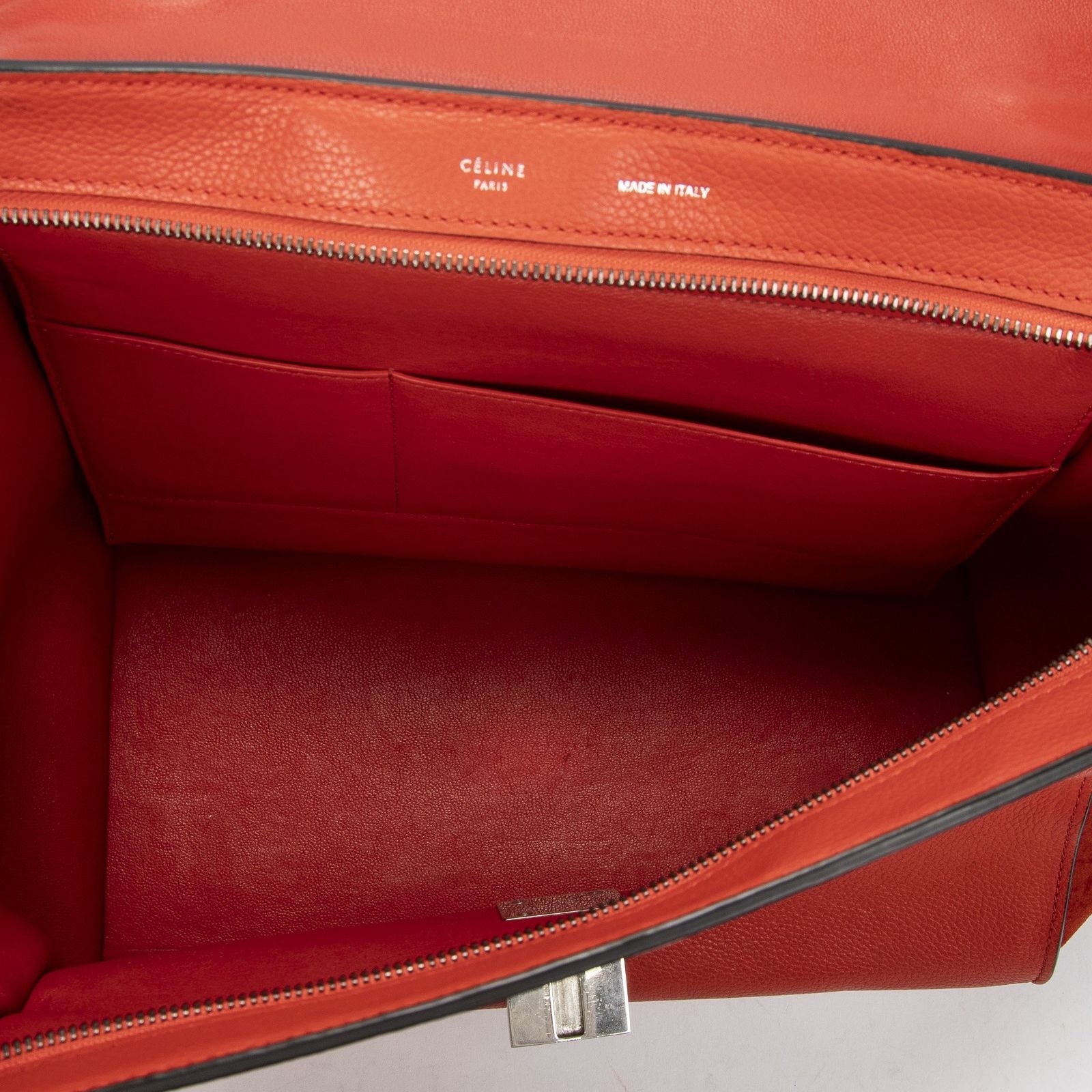 Celine Midi Trapeze Red Grain Calf Skin Leather Shoulder — view 9