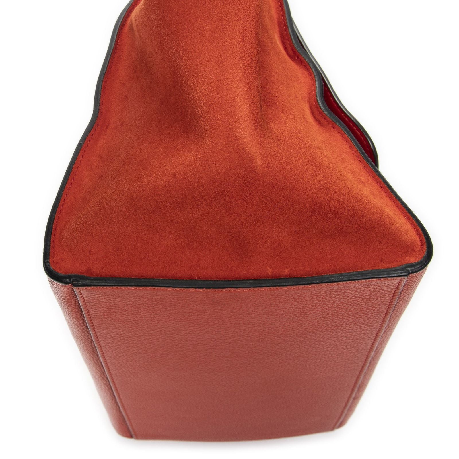 Celine Midi Trapeze Red Grain Calf Skin Leather Shoulder — view 7