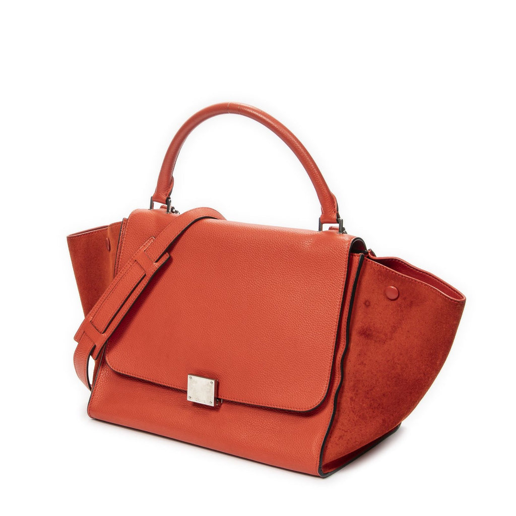 Celine Midi Trapeze Red Grain Calf Skin Leather Shoulder — view 2